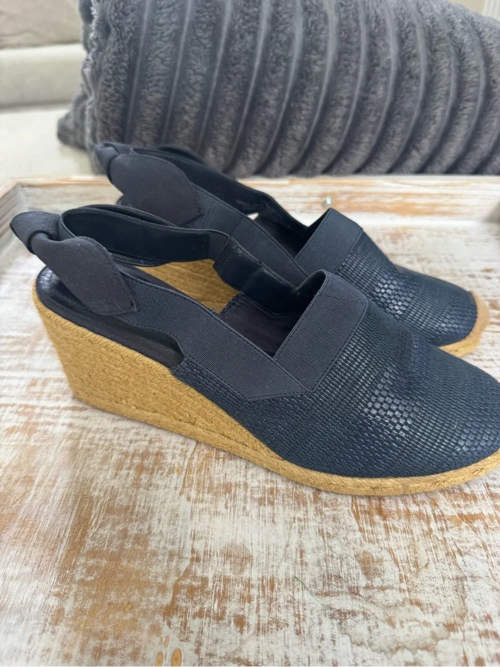 Lauren Ralph Lauren Navy Blue Espadrille Wedge Slingback